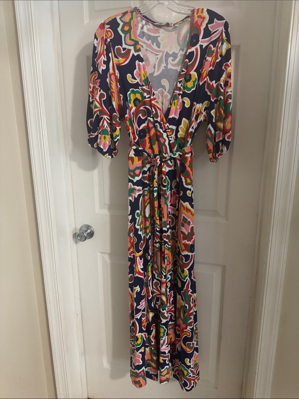 Boden Navy Multi Floral Wrap Maxi Dress